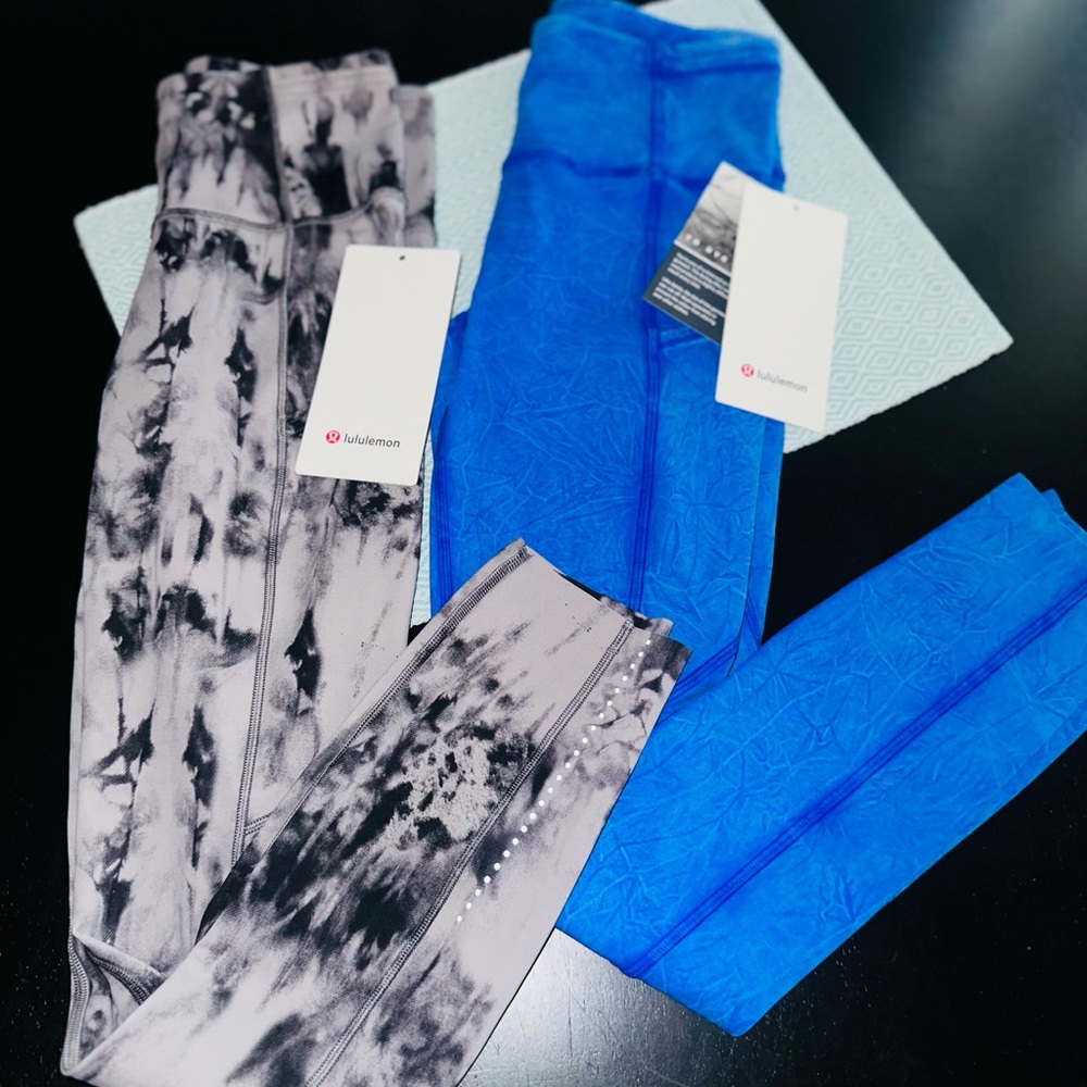 LULULEMON Fast Free Tights Game Day Dark Chrome / Ice dye 25” 4 NWT